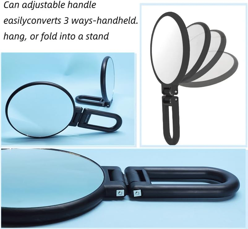 1X 15X Handheld Mirror with Handle for Travel， Magnifying Mirror, Rotation Adjustable Handle, Double Sided Folding, Mirror for Women for Eyes Makeup Travel Table Desk Shaving image number 2