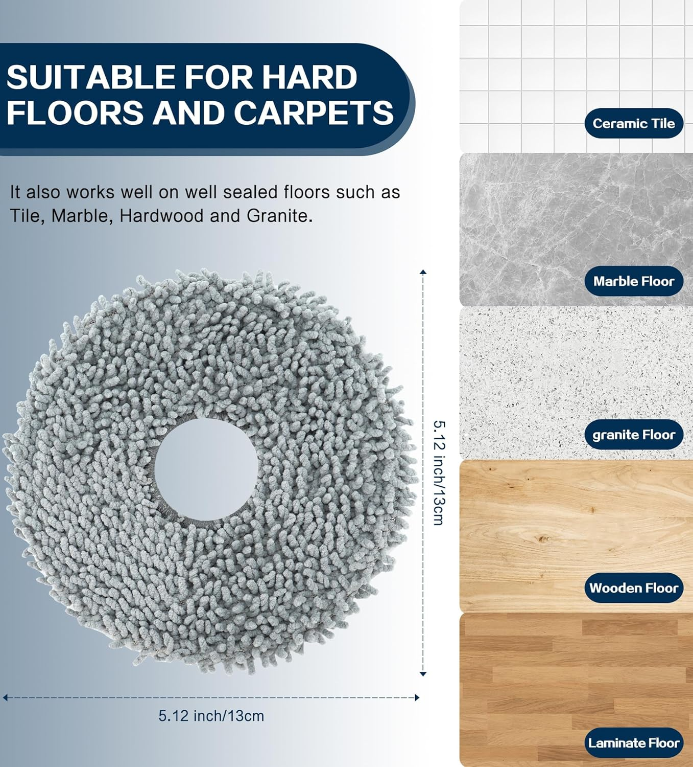 YBVABE 4Pack Mop Pads for Roborock Q Revo Curv, Q Revo, Qrevo Maxv, Q Revo L, Qrevo S, Qrevo Pro, Qrevo Slim,Q Revo Master Robot Vacuum Washable Microfiber Mopping Cloths Replacement Accessories image number 6