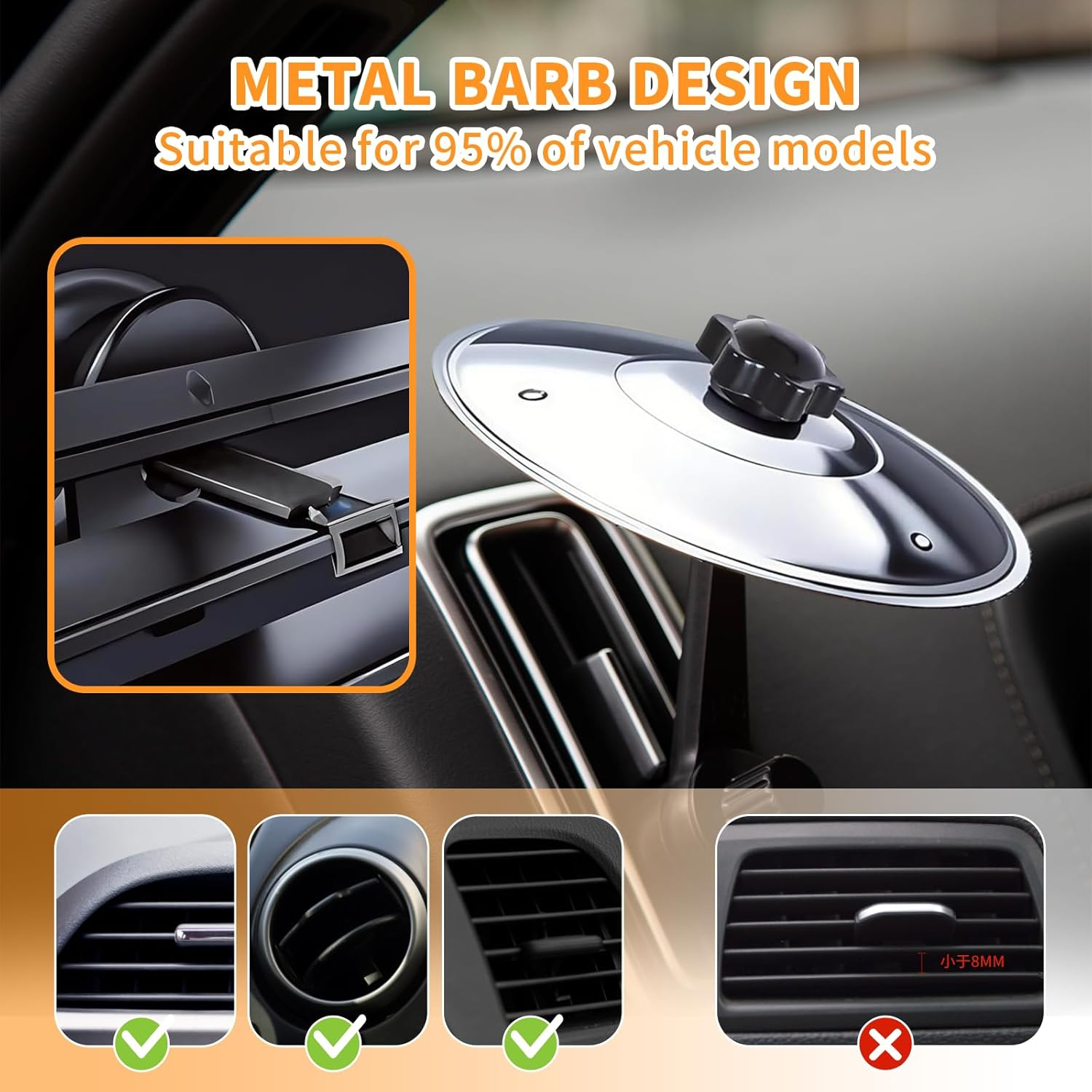 Car Cymbal, Car Crash Cymbal Air Vent - Easy Clip-On Mini Cymbal for Car Dashboard.Cool Car Interior Accessories for Entertainment(Silver) image number 2