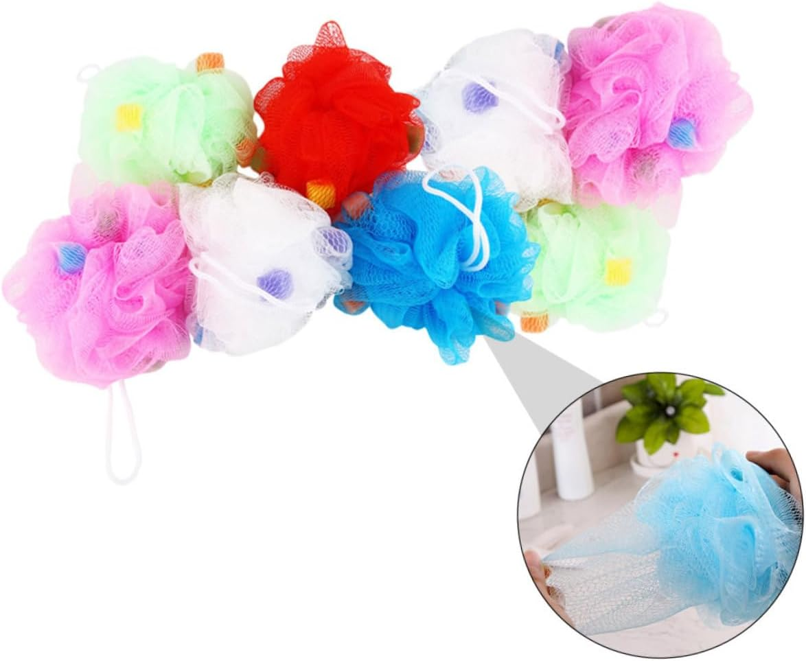 8Pcs Bath Ball Sponge Shower Sponge Ball Bubble Making Net for Bathing Shower Puff Large
