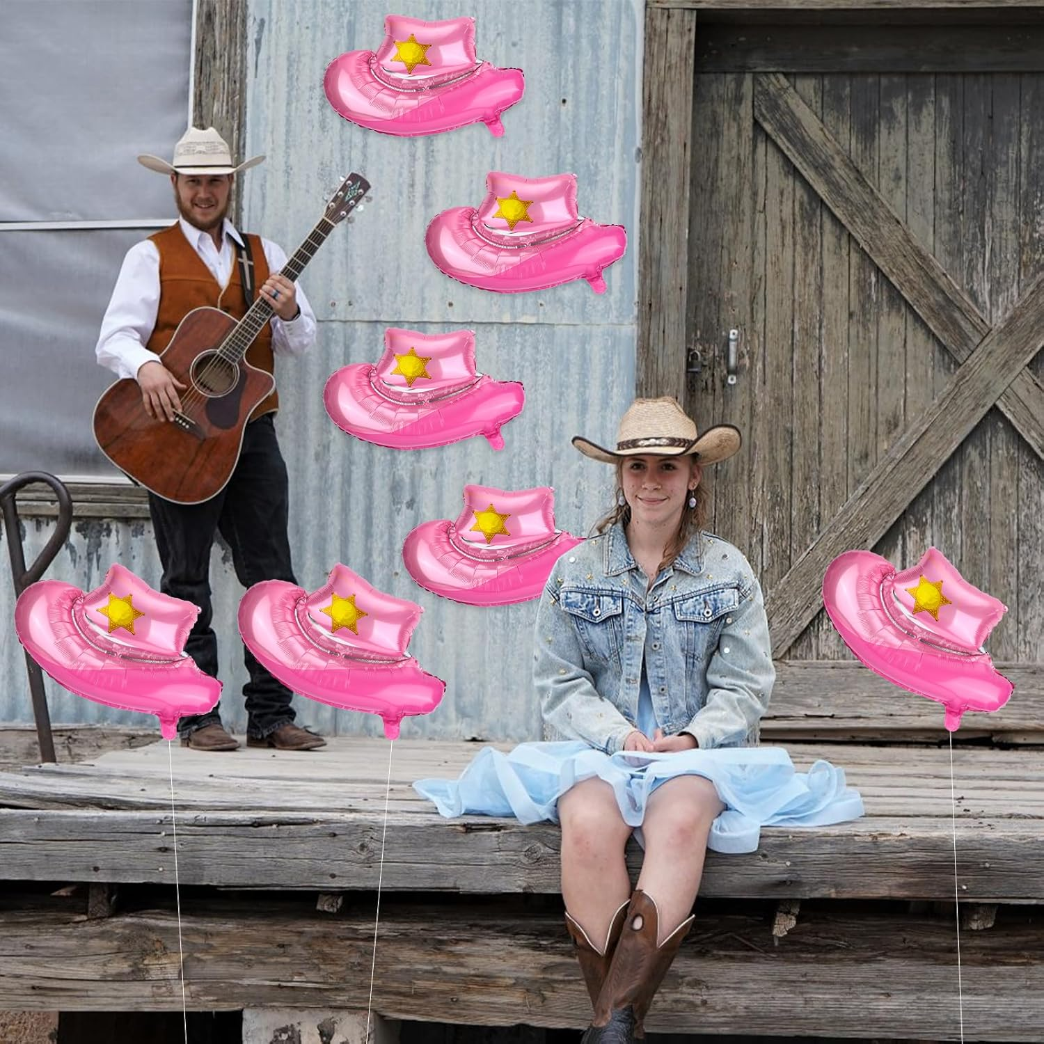 8Pcs Cowgirl Hat Balloon, Pink Western Themed Party Balloons Cowboy Birthday Party Decorations Cowgirl Party Balloons Cowboy Balloons Rodeo Balloons for Cowgirl Theme Party image number 2