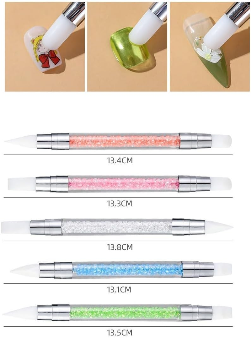 HIGHROCK 5 Pieces Nail Art Dual Head Silicone Sculpture Pens, 3D Pattern Drawing Brush Set Tools, DIY Manicure Brush Craft Decoration Tools image number 5