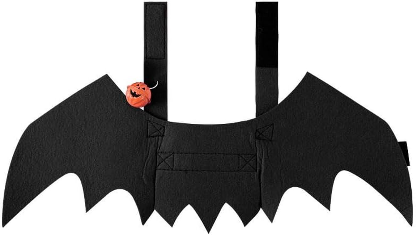 Dog Costume, Pet Bat Wings with Pumpkin Bells, Cat Dog Halloween Costumes, Party Dress up Funny Cool Apparel, Dog Clothes for Small Medium Large Dogs, Cosplay Puppy Outfit (Black, M) image number 1
