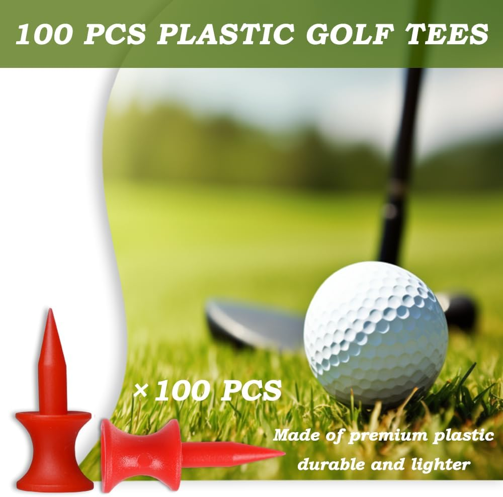 DAZISEN Golf Tees Plastic - 25MM/32MM Durable Small Castle Golf Tees Green/Red (100 Pcs) image number 3
