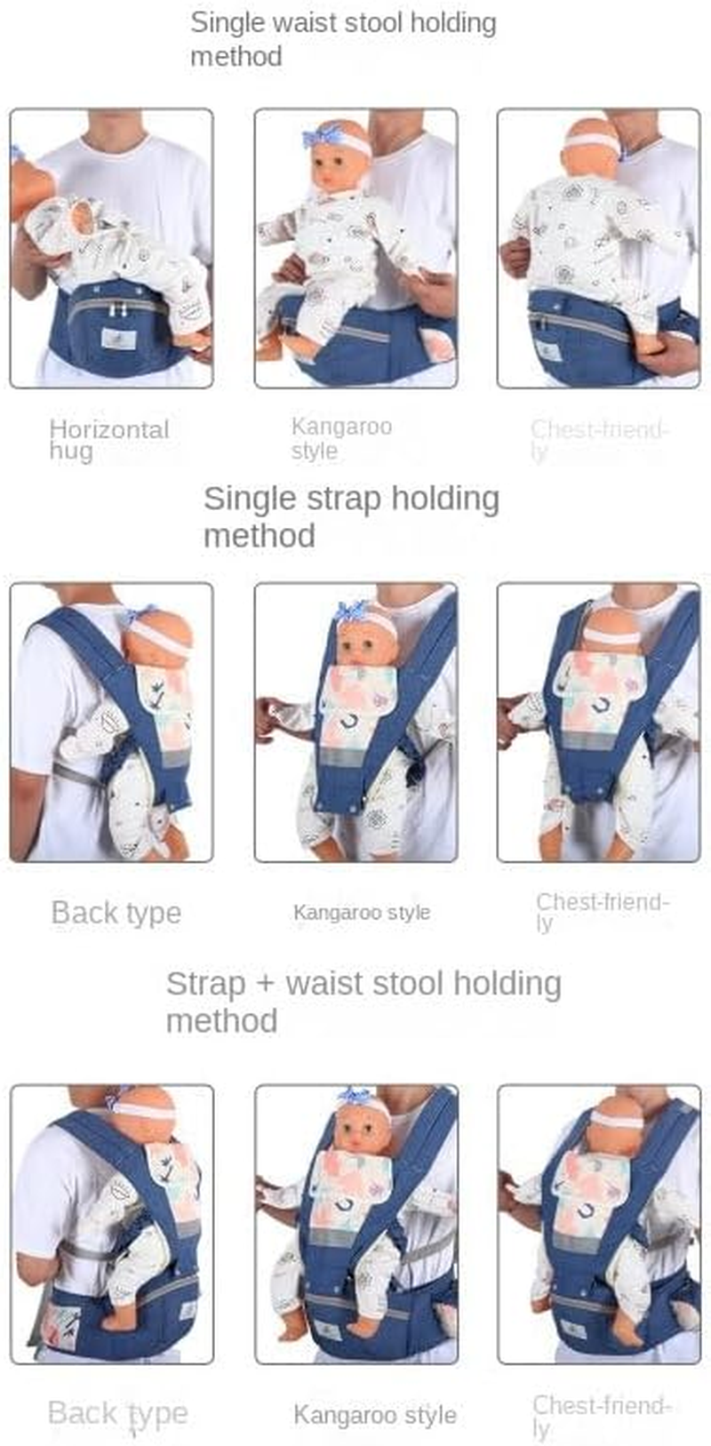 Baby Carrier with Hip Seat,4 Season/All Seasons,Ergonomic, Convertible, Adjustable Baby Holder Carrier 3-In-1 Ergonomic Infant Carrier Soft Baby Holder 3 to 36 Months (Pinks) image number 2