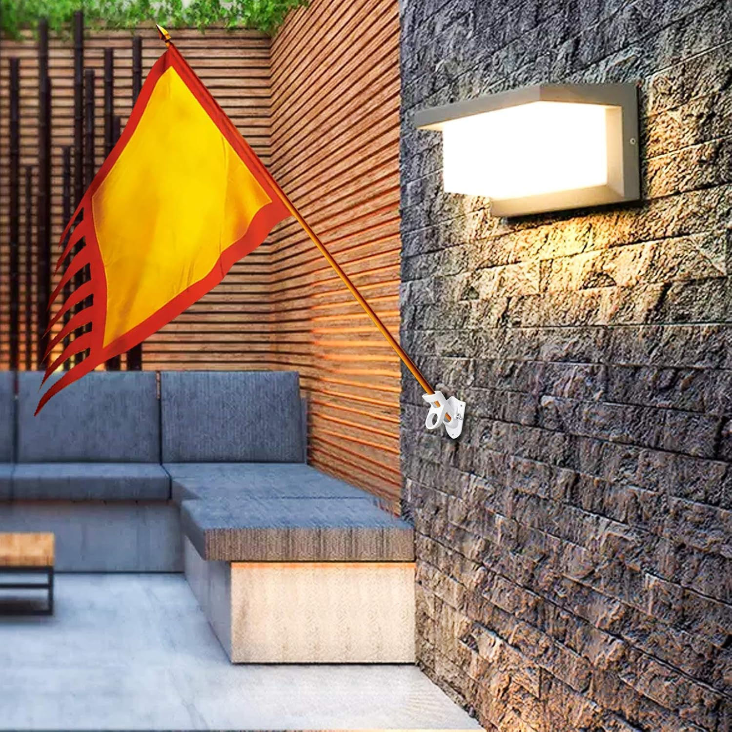 Valuehall Flag Pole Holder Aluminum Alloy Flag Pole Bracket Wall Mounted Flagpole Bracket with 2 Positions for 1 Inch Flag Pole V1A08 (White) image number 6