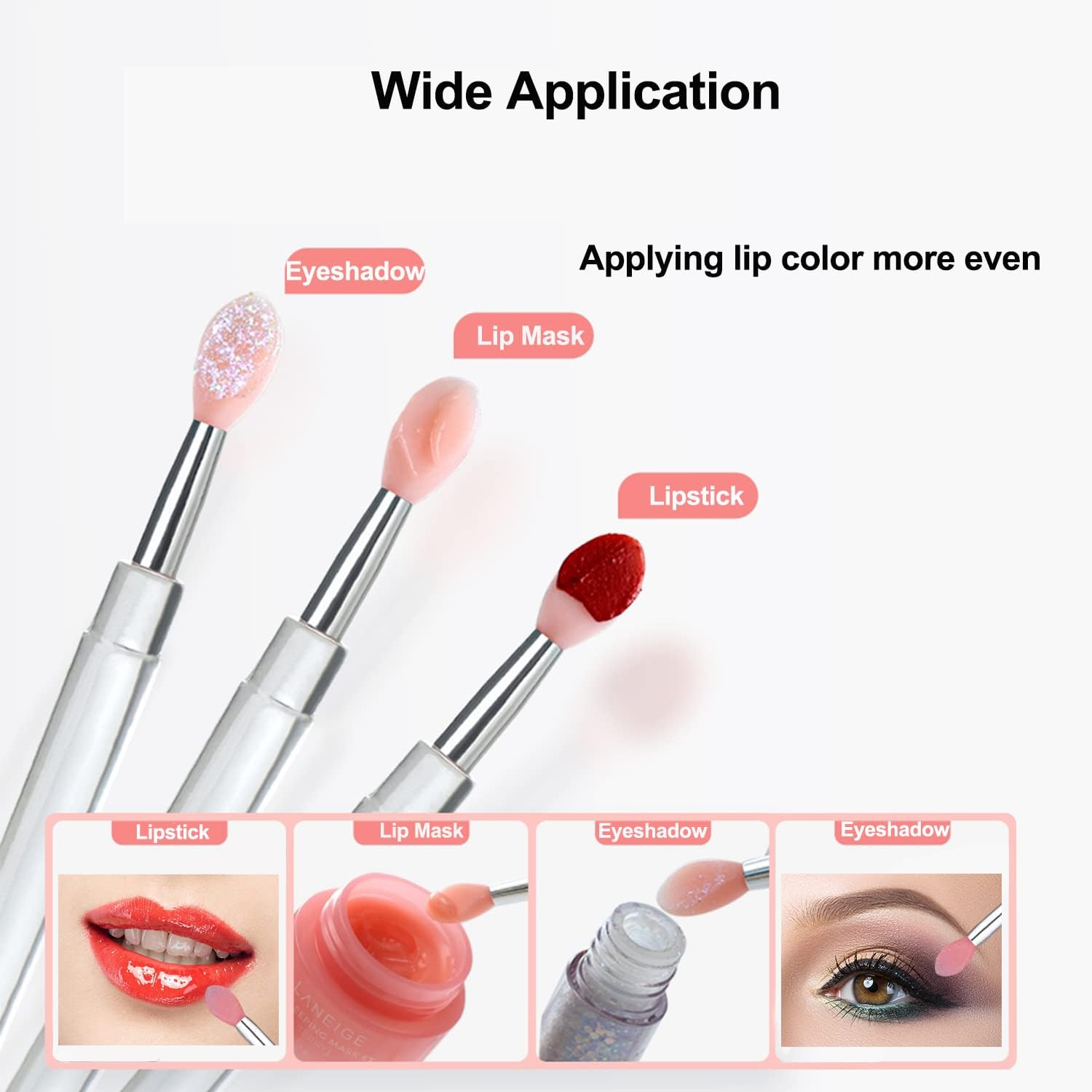 Lip Brush, 6PCS Silicone Lip Applicator Reusable Lip Mask Applicator, Silicone Retractable Lip Gloss Balm Applicator Eyeshadow Lip Scrub Brush Lip Applicators Disposable image number 1
