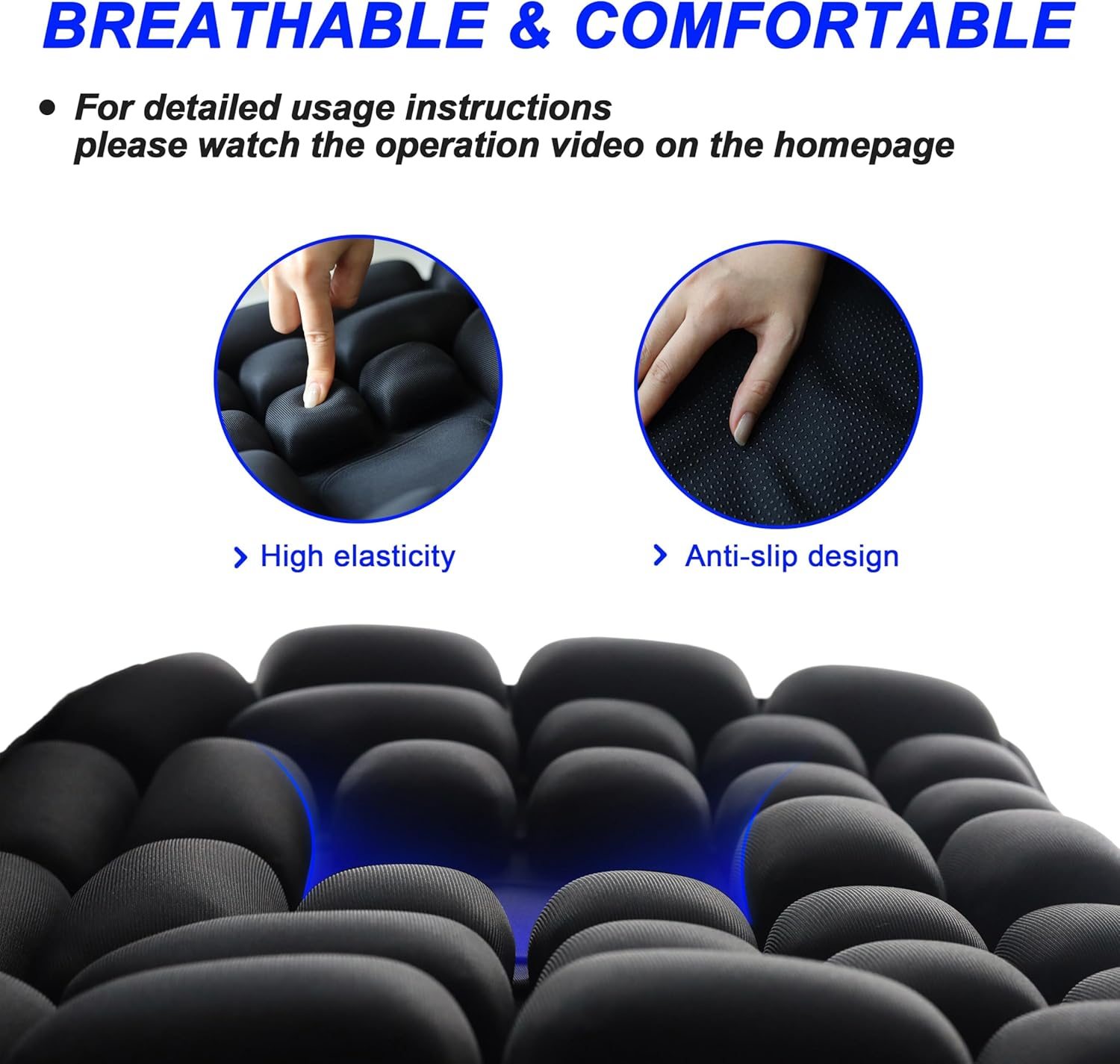Portable Travel Cushion, 3D Air Cell Seat Cushion, Inflatable Seat Cushions, for Pressure Relief, Comfortable Travel for Airplane, Wheelchair, Car Set, Office Chair, Floor (B) image number 4