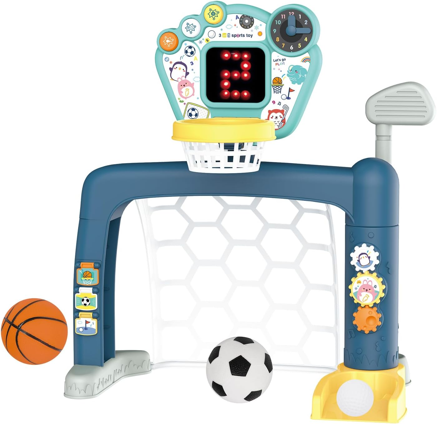 Lenoxx Gem Toys Sports World 3-In-1 Adjustable Indoor Sports Set: Basketball Stand, Soccer Goal, Golf Course - Fun for All Ages! image number 1