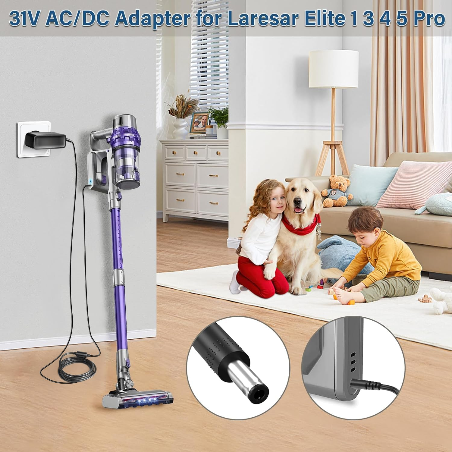 KFD ORFELD VC818 C10A B08 BL818 C10G, Belife V11-1 BVC-V11 BVC-V11 BVC-V12 31V 500Ma Charger Charging Cable for Laresar Elite 3 4 5 Pro Elite1 Elite3 Elite4 Elite5 Battery Vacuum Cleaner Cleaner image number 1