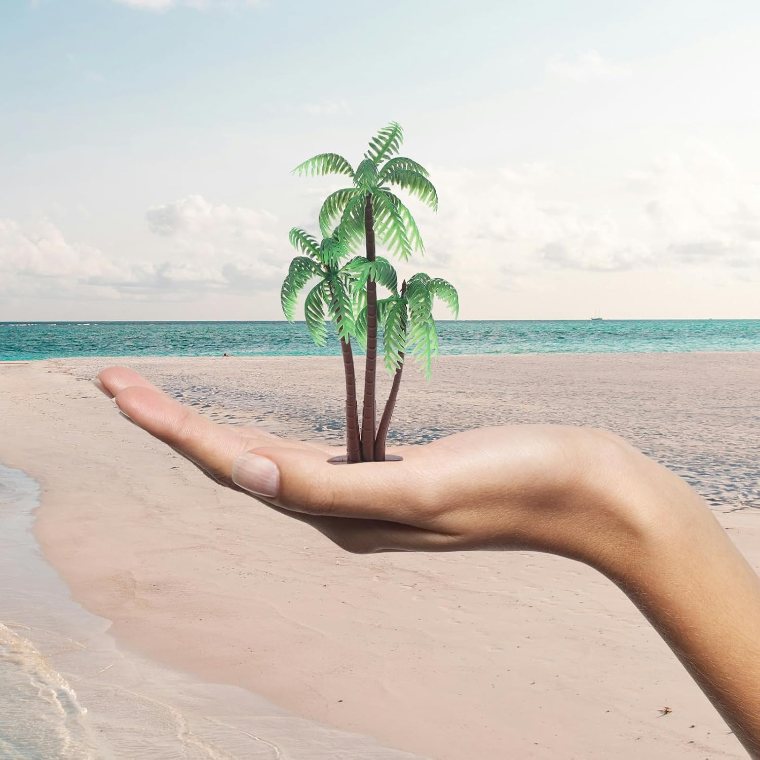 10Pcs Miniature Coconut Palm Tree Model Artificial Greenery Plant Decoration DIY Train Railway Building Diorama Sandbox Cake Topper Landscape - B image number 5