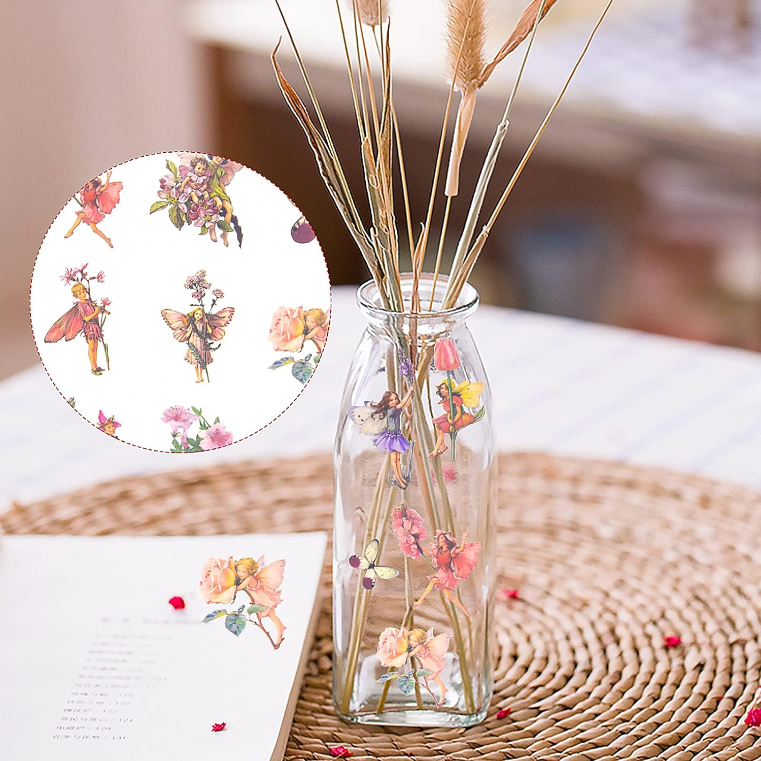 90 Pieces Fairy Stickers for Scrapbook, Transparent Flower Fairy Patch for Scrapbooking Hand Ledger Phone Case Laptop Diary DIY Crafts image number 5