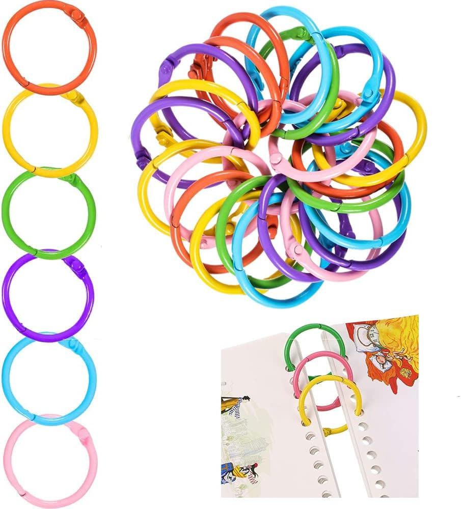 Colorful Metal Binder - Durable Loose Leaf Book Rings, 60Pcs Keychain Rings for Notebooks, Cards, Documents, and Papers | Premium Metal Binder Rings for Organizing and Binding