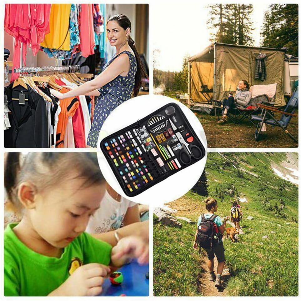 172PCS Sewing Kit,Small Sewing Kit, Mini Family Travel and Emergency Sewing Supplies，Mending and Sewing Needles, Scissors, Thimble,Thread, Tape Measure Etc,Suitable for Adults, Beginners, Children image number 3