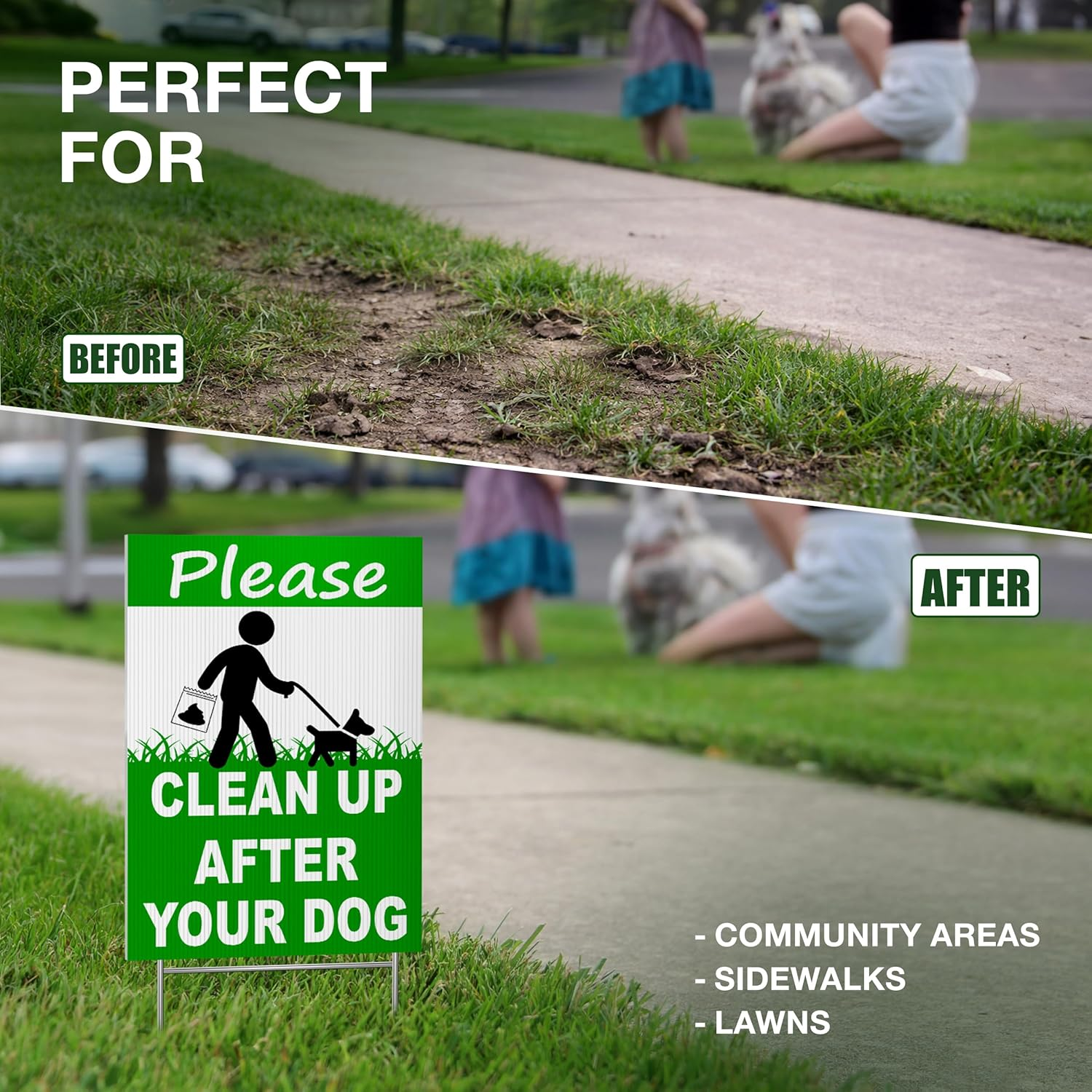 2 Pcs Clean up after Your Dog Signs - DOUBLE SIDED 8" X 12" No Dog Poop Signs for Yard Plastic - Curb Your Dog Sign - Pick up after Your Dog Sign - No Dog Poop Signs for Yard - Dog Signs No Pooping image number 5