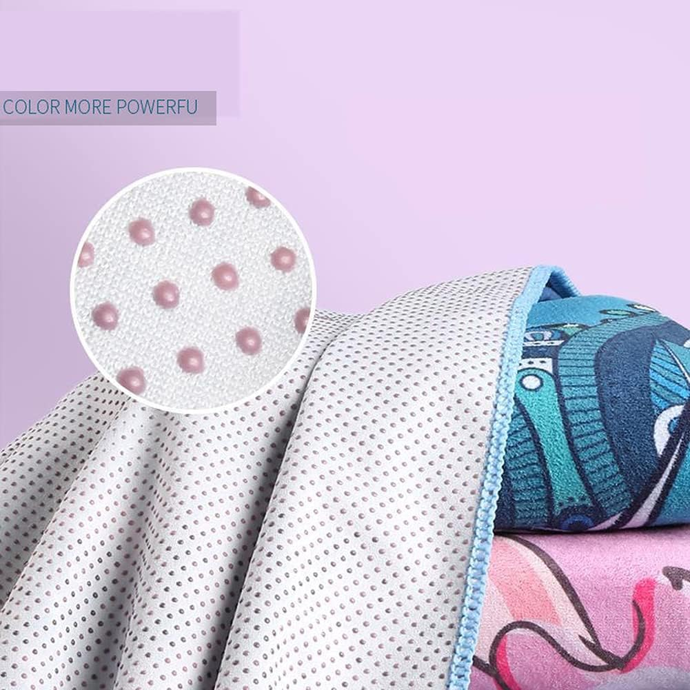 EXERCISE Large Yoga Towel74 L X 27.5" W Rubber Grip Dots Bottom Non Slip Yoga Mat Towel for Hot Yoga Pilates and Workout image number 2
