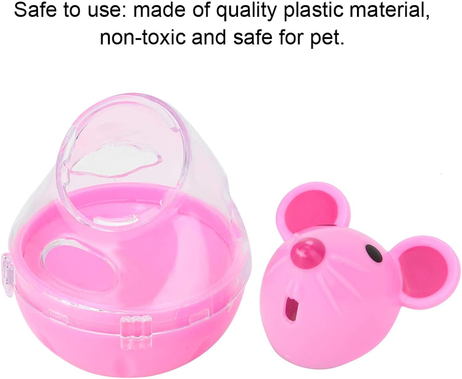 Slow Feeder, Interactive Toy Mice Tumbler Cat Feeder, Plastic Transparent Pratical for Cats(Pink) image number 1