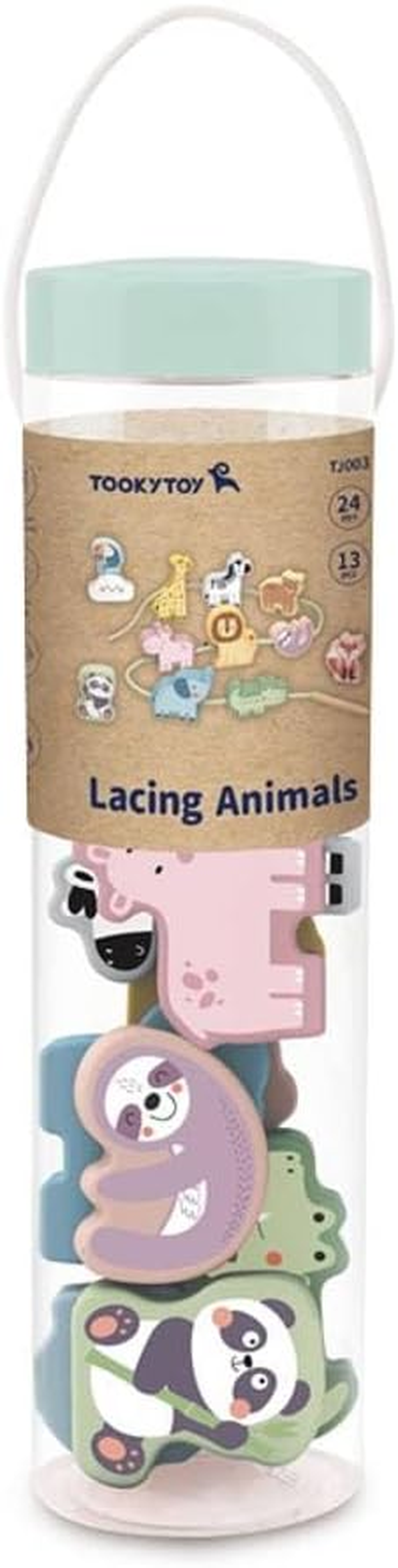 Tooky Toy TJ003 My Forest Friends Lacing Blocks - Wild Animals: Lacing Animals Motor Skills for Kids image number 3
