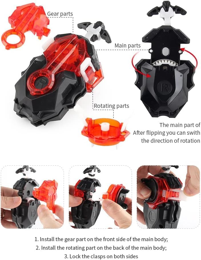 B-Qtech Battling Tops Burst Launcher with Grip, B-184 Custom Bey Launcher LR Left Right Spin DB Layer System image number 6