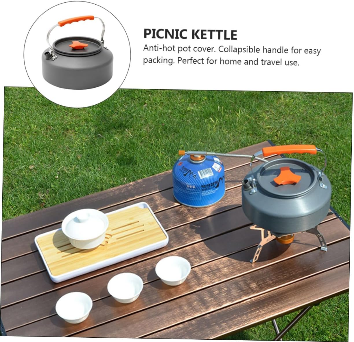 Outdoor Portable Kettle Boiling Tea Pot Camping Water Kettle Folding Handle image number 6