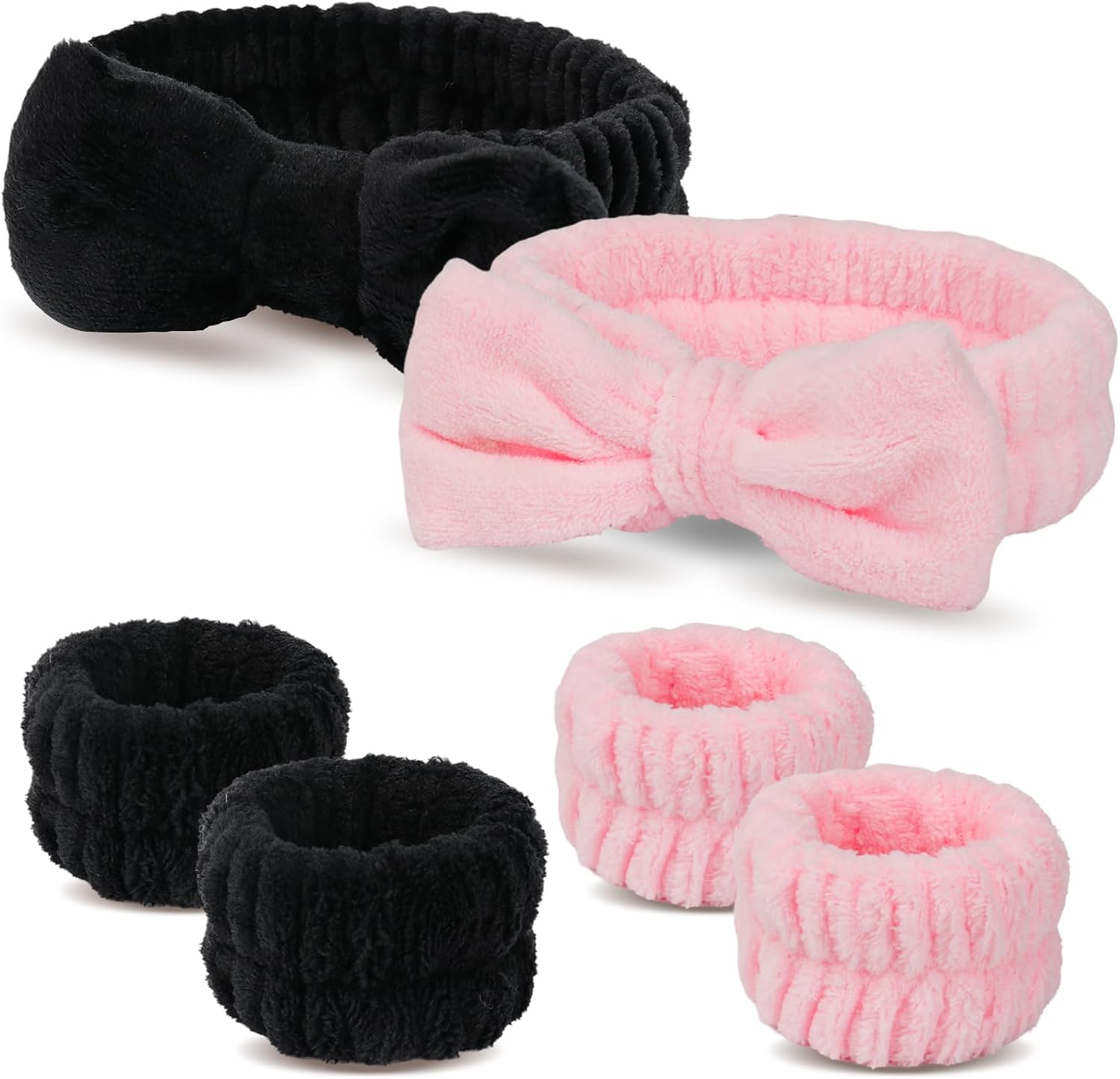 WSYUB Spa Headband, Wristbands, Headband for Washing Face, 2Pcs Wristlets for Sleeves Dry, Make up Headband,Purple