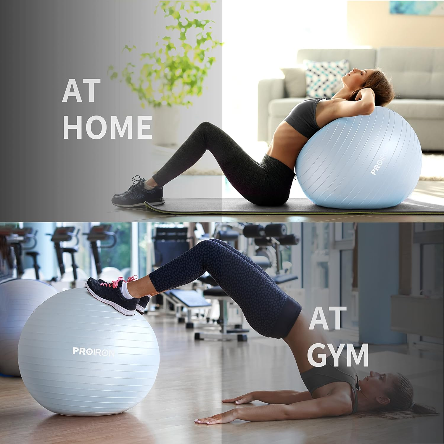 PROIRON Exercise Ball Anti-Burst Yoga Ball Chair with Quick Pump Slip Resistant Gym Ball Supports 500KG Balance Ball for Pilates Yoga Birthing Pregnancy Stability Gym Workout Training image number 2
