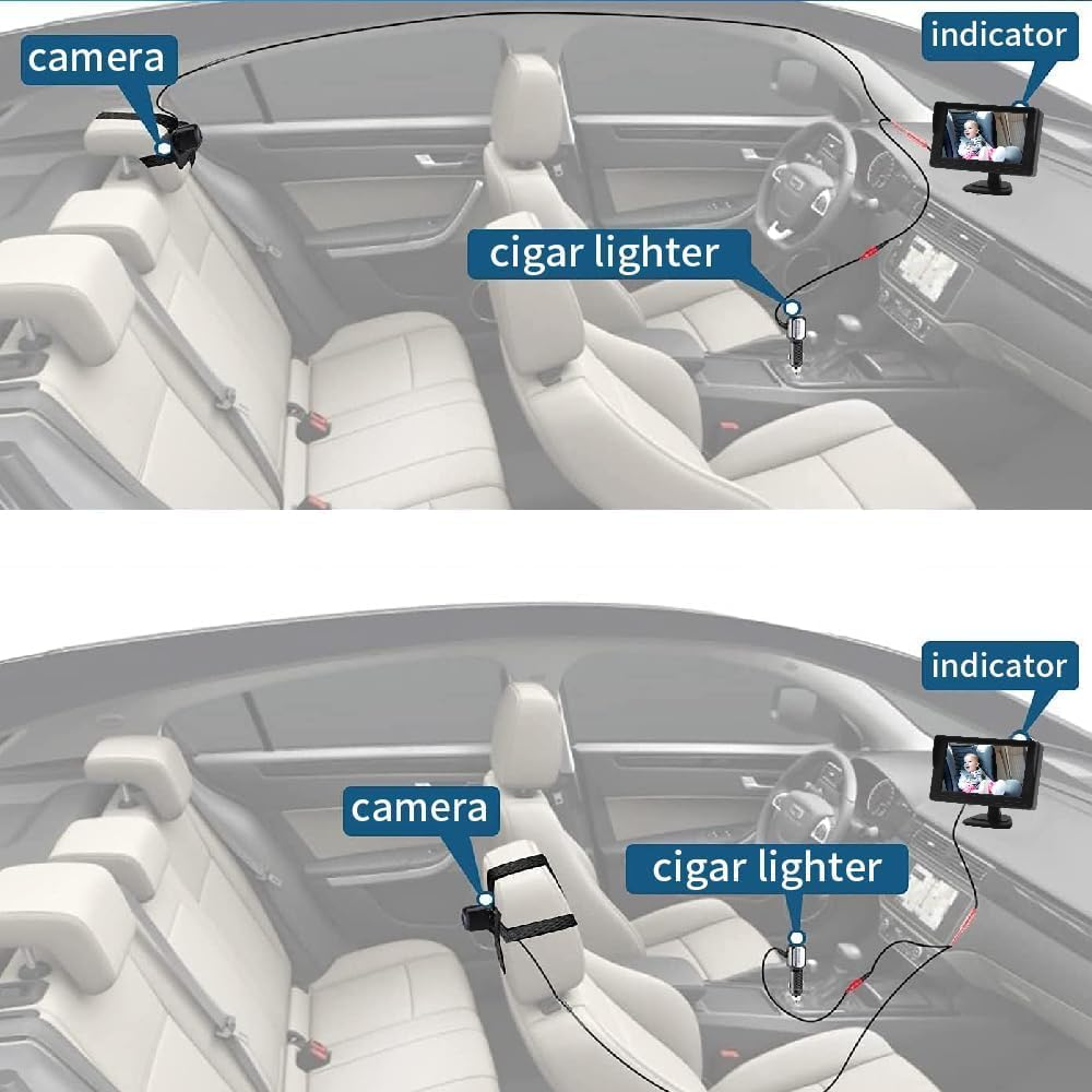 B-Qtech Baby Car Camera 1080P, 4.3'' HD Baby Car Mirror Monitor, 360&deg; Adjustable HD Night Vision with 150&deg; Wide View, Essentials for Newborn, Observe Every Movement of Baby image number 6