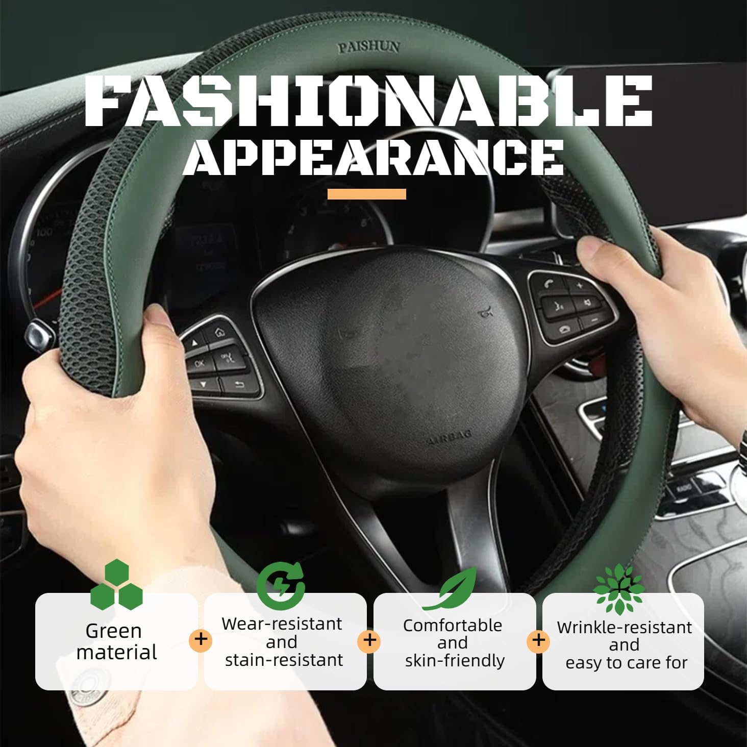 Car Steering Wheel Cover, Universal 15 Inch, Microfiber Leather, Breathable, Anti-Slip,Warm in Winter and Cool in Summer