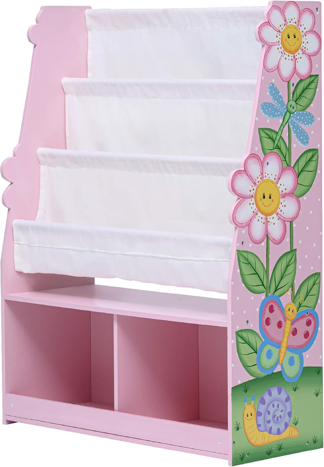 Fantasy Fields Magic Garden Kids Wooden Bookcase 4 Tier Bookshelf with Storage, Pink image number 1