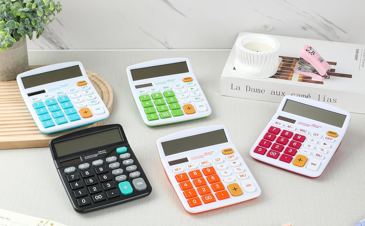 Mengshen Office Basic Calculator Solar Battery Dual Power Financial Dedicated Calculator 12 Digit Display Large Standard Function Desktop Business Calculator Multifunctional image number 5