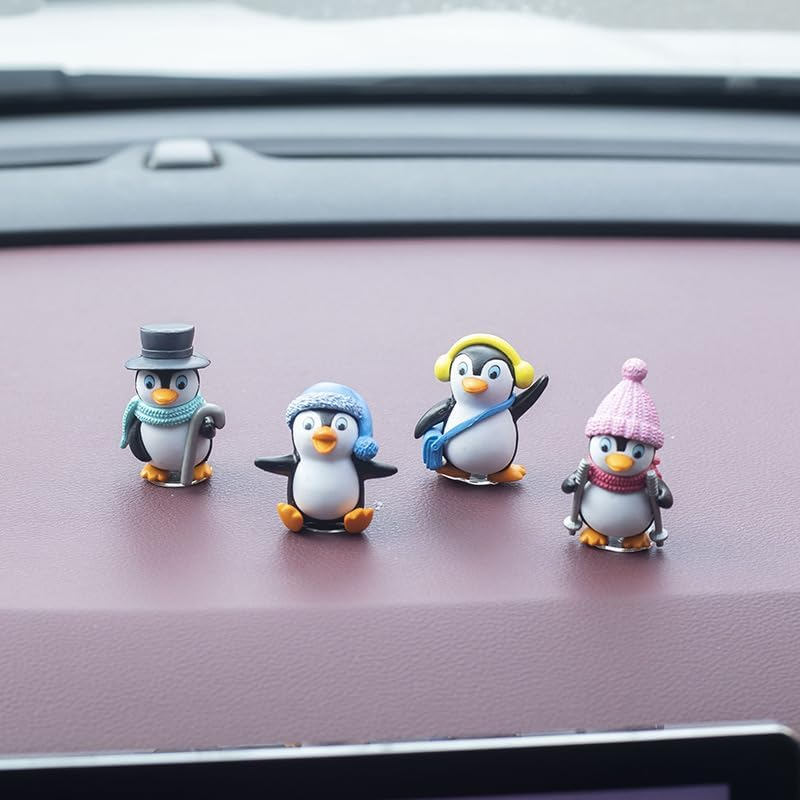BNTR Penguin Accessory 4-Pack Home Decoration Stocking Stuffers Cute Animal Car Dashboard Decoration House Ornament Valentine Nice Gift image number 1