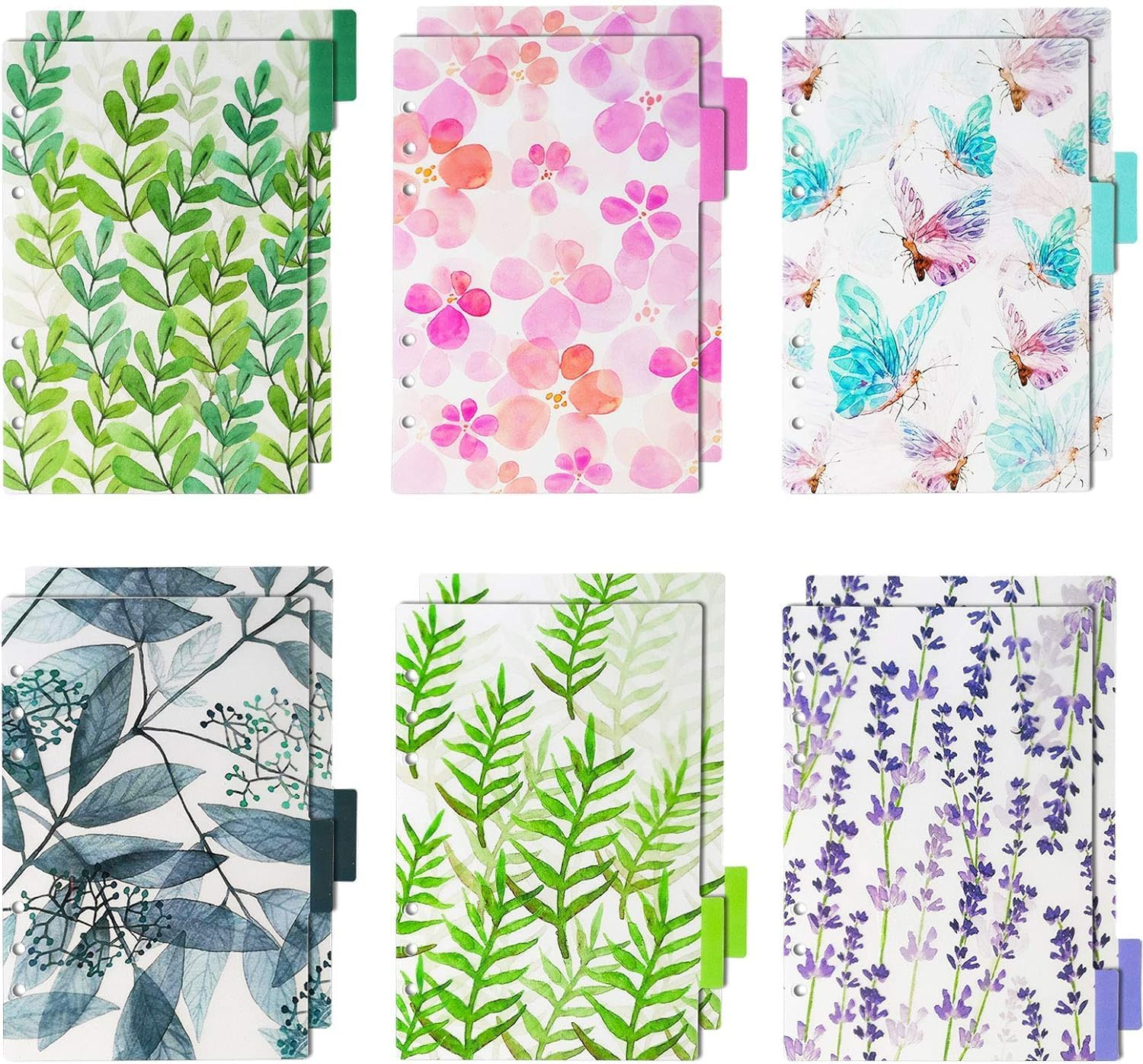 12Pcs A5 Binder Dividers Binder Dividers 6 Ring Loose A5 Binder Divider Personal Planner Index Divider Organizer Leaves File Tabs Filing Tabs for Travel Diary Journal/Planner/Filofax Notebook image number 3
