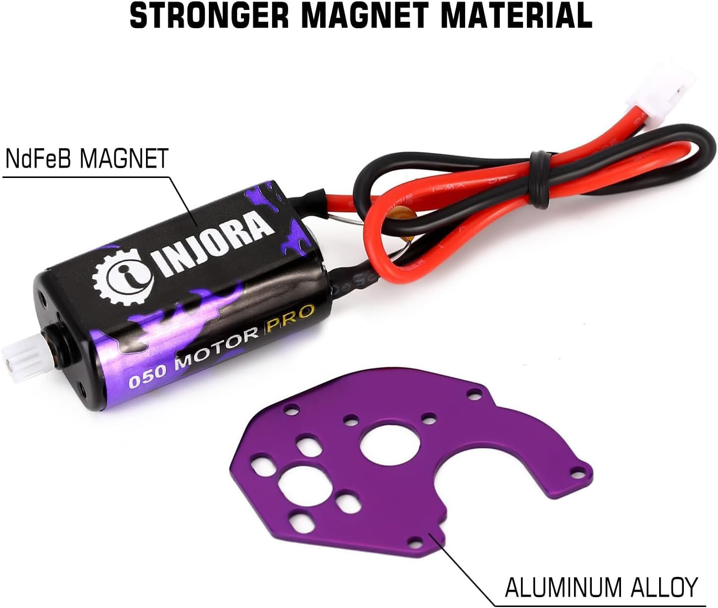 INJORA 050 Pro Brushed Motor 50T with Metal Motor Mount and 4G Aluminum Heat Sink for SCX24 AX24 1/24 RC Crawler Upgrade image number 3