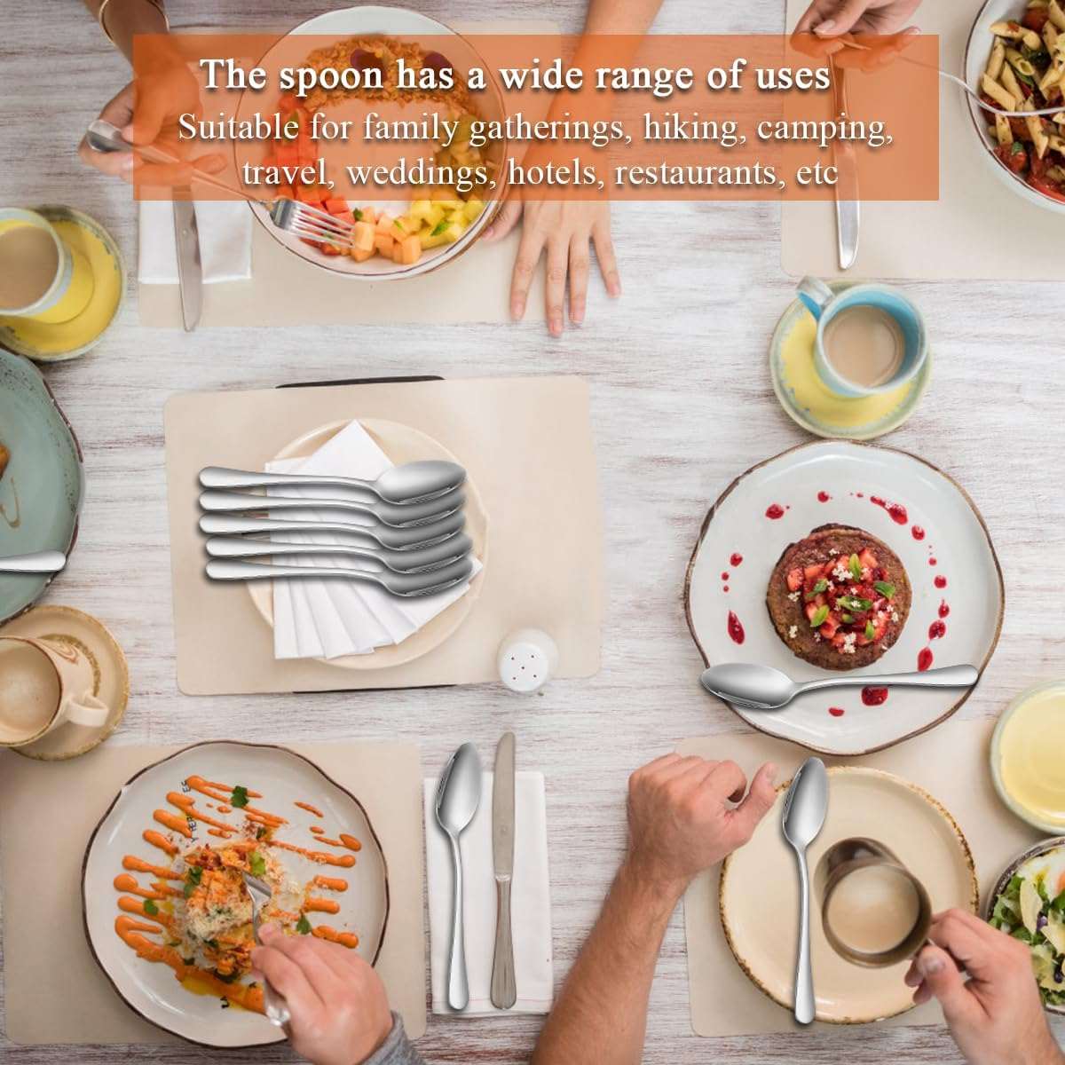 Evanda 12-Piece Modern Stainless Steel Dinner Spoons, 18.5Cm, Dishwasher Safe image number 1