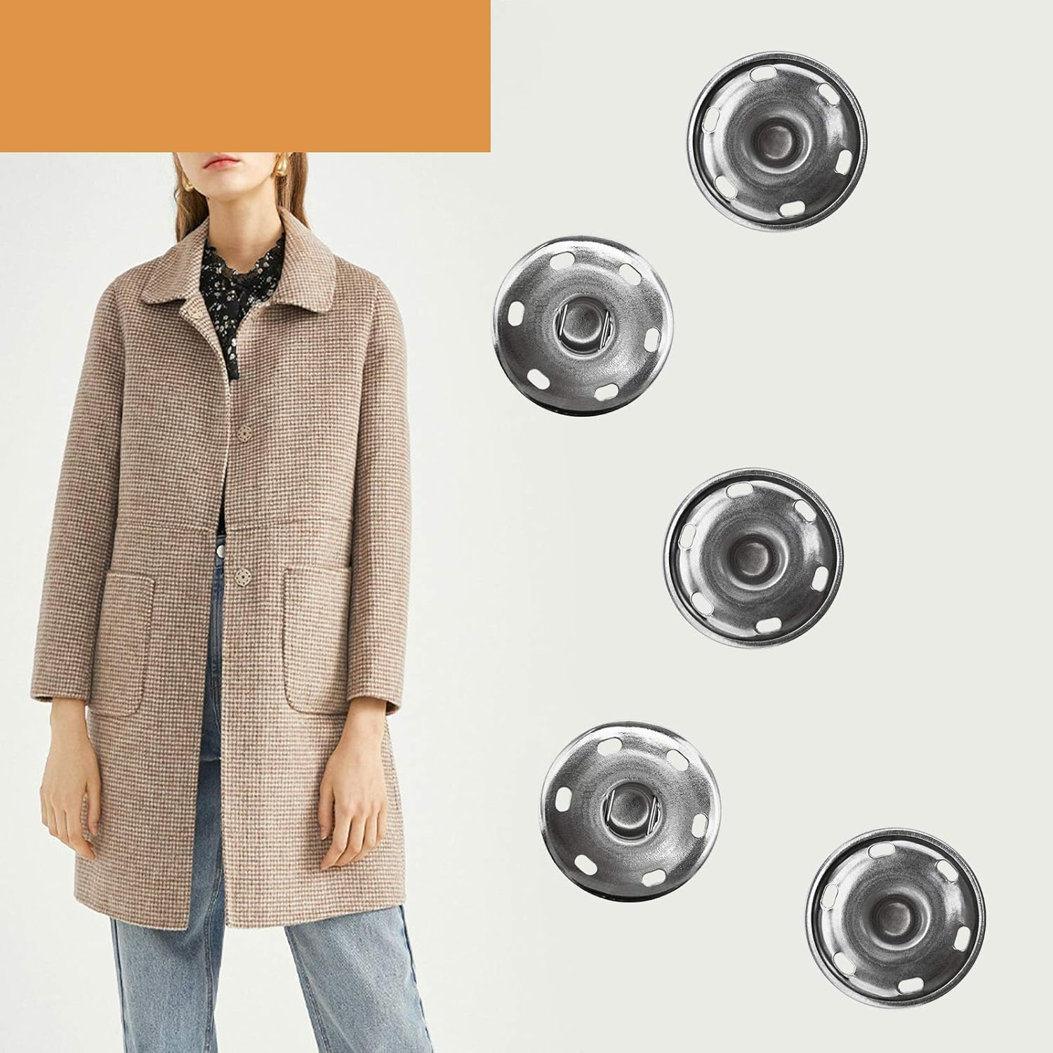 SING F LTD 20 Sets Sew-On Snap Fasteners Sewing Press Studs Buttons for Clothing Woolen Coats Windbreakers Jackets - Bronze/Silver/Black image number 4