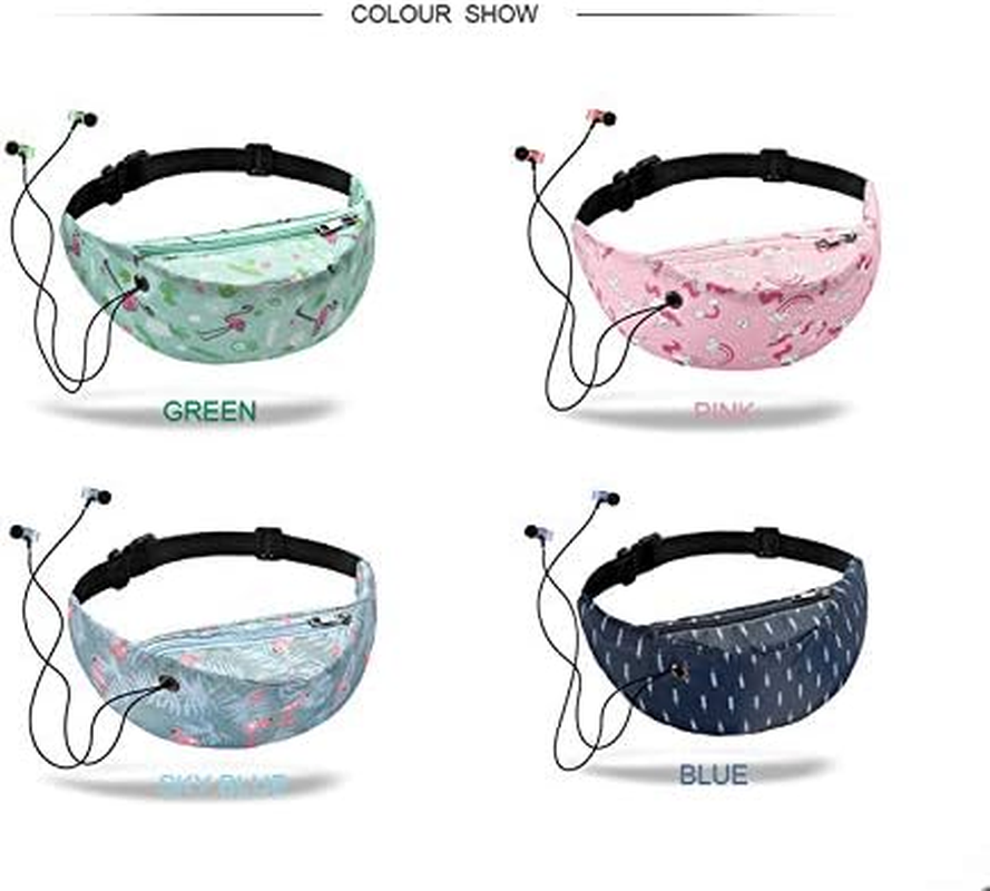 Waterproof Lady Fanny Packs Colorful Print Women Waist Bags Girls Hip Belt Bags Money Travelling Mountaineering Mobile Phone Sports Hiking Running Fashion Lightweight (Plume) image number 1