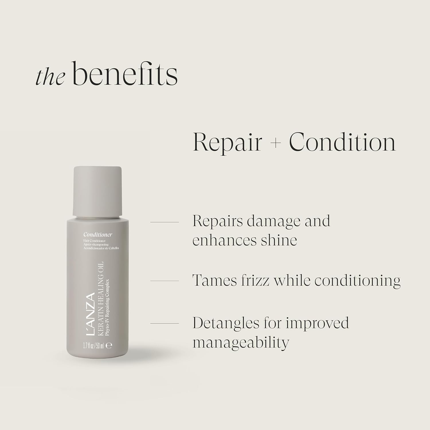 L'ANZA Keratin Healing Oil Shiny Conditioner for Damaged Hair (50 Ml), Nourishes, Repairs, Shine & Strength for a Silky Look, Sulphate Free, Paraben-Free, Gluten Free, Hair Conditioner image number 1