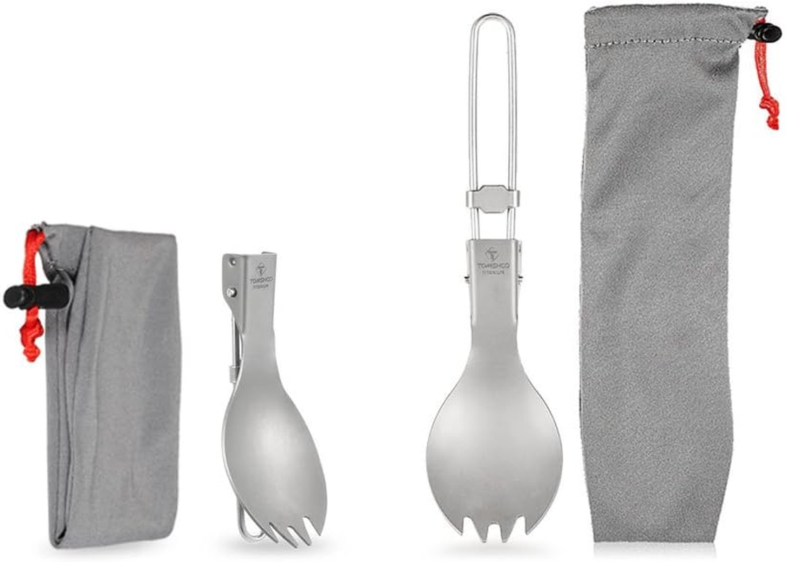 Titanium Folding Spork Outdoor Camping Hiking Backpacking Dinner Spork U Il Tableware BBZY image number 4