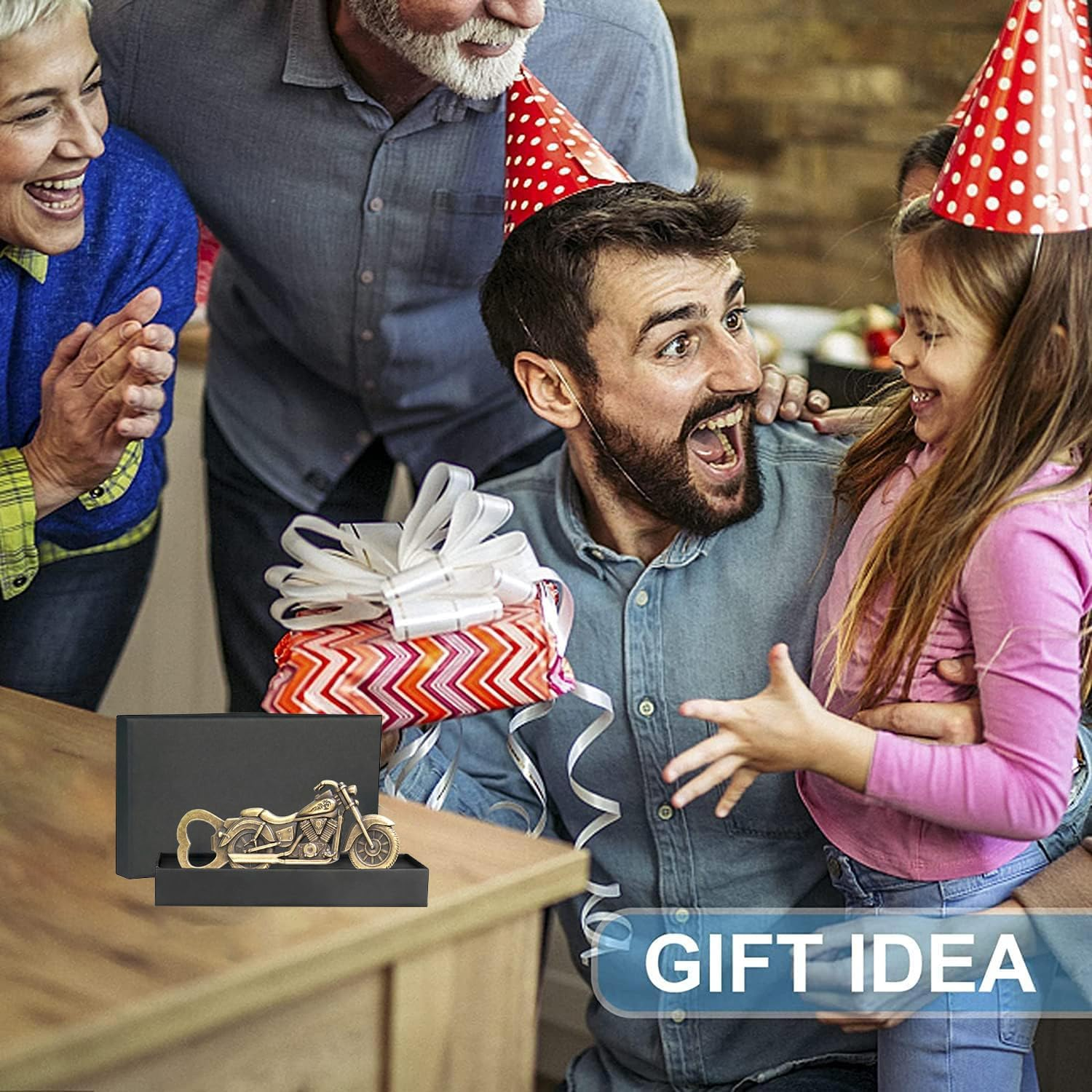 Vintage Motorcycle Bottle Opener Gifts for Men, Unique Beer Gift Birthday Present for Men Dad - Racing Car image number 3