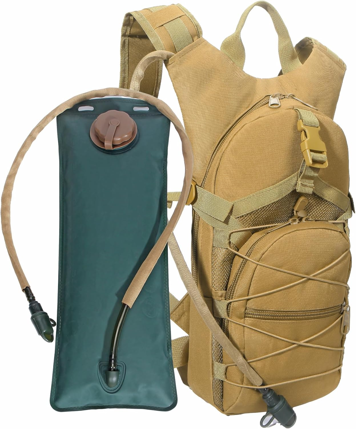 3L Water Backpack for Hiking, Pocket Tactical Hydration Pack, Outdoor Cycling, Lightweight Hydration Backpack, Jogging for Fitness, Durable and Comfortable, Khaki image number 4