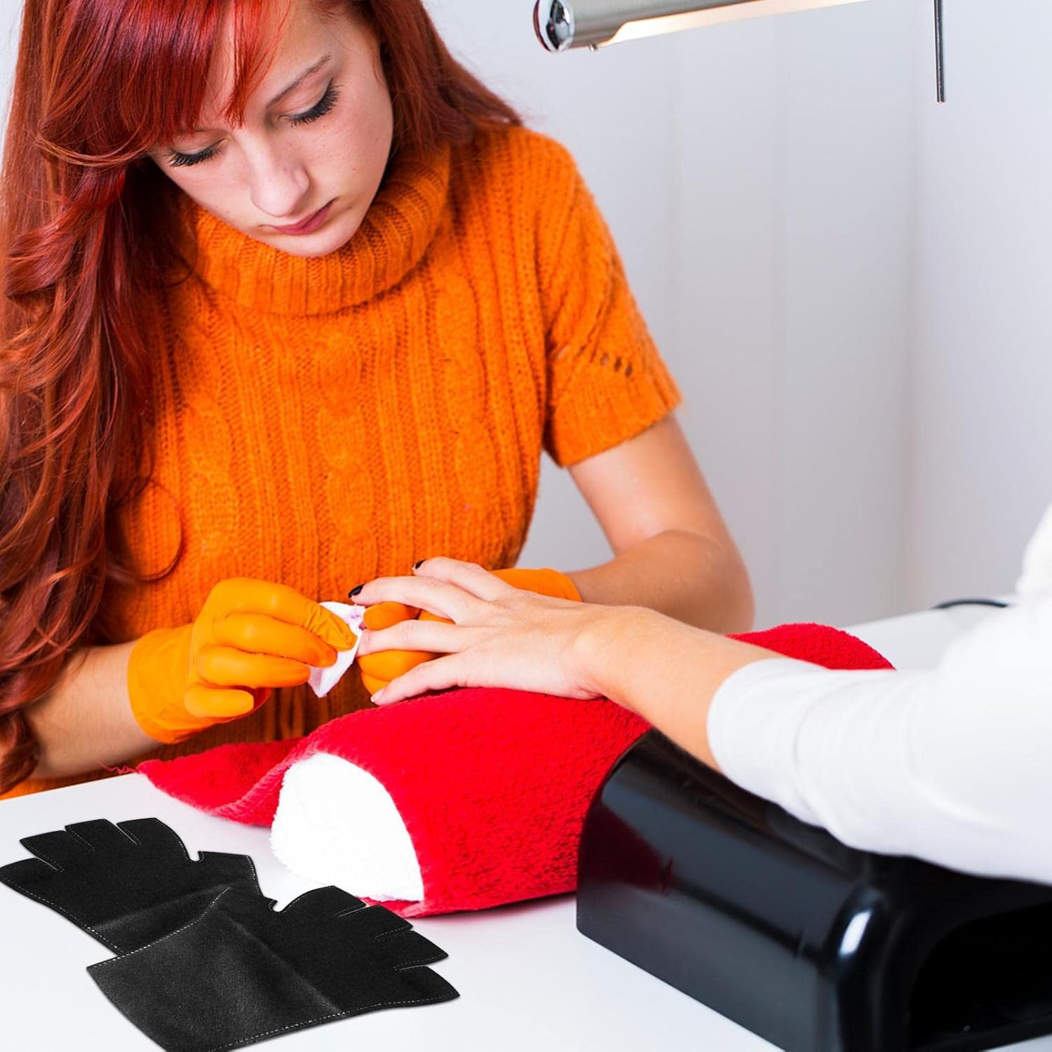 UV Protection Gloves - Fingerless Gloves for Lamp Light,Upf 50+ Black Skin Care Gloves for Nails, Nail Arts, Manicures Pologmase image number 6