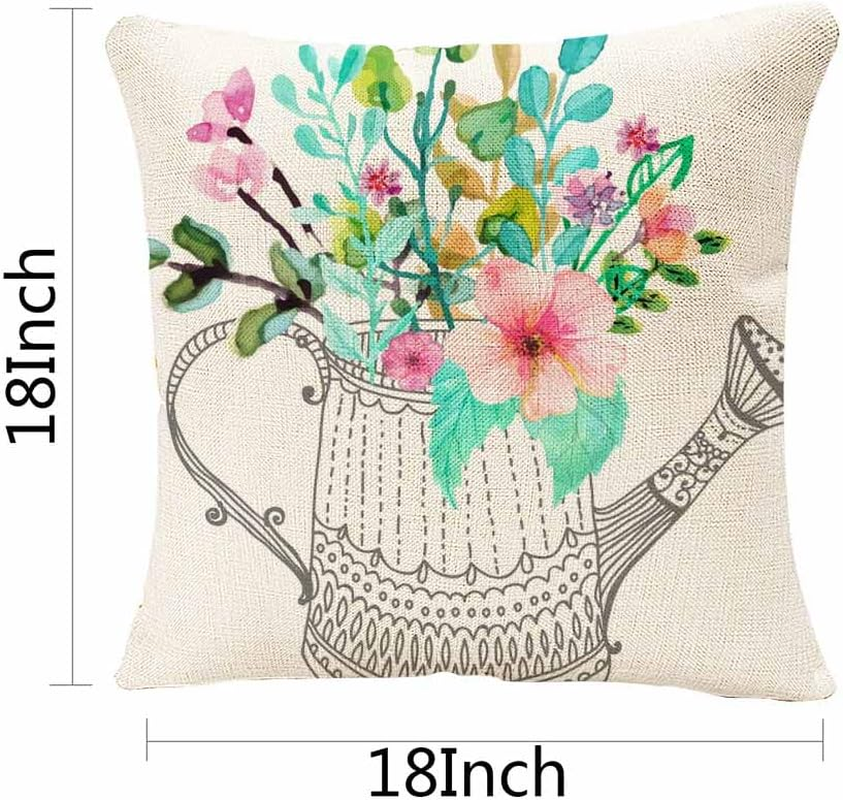 IBILIU Throw Pillow Covers Illustrations Flower Cushion Pillow Case Home Decor Pillowcase 18X18 Inches image number 3