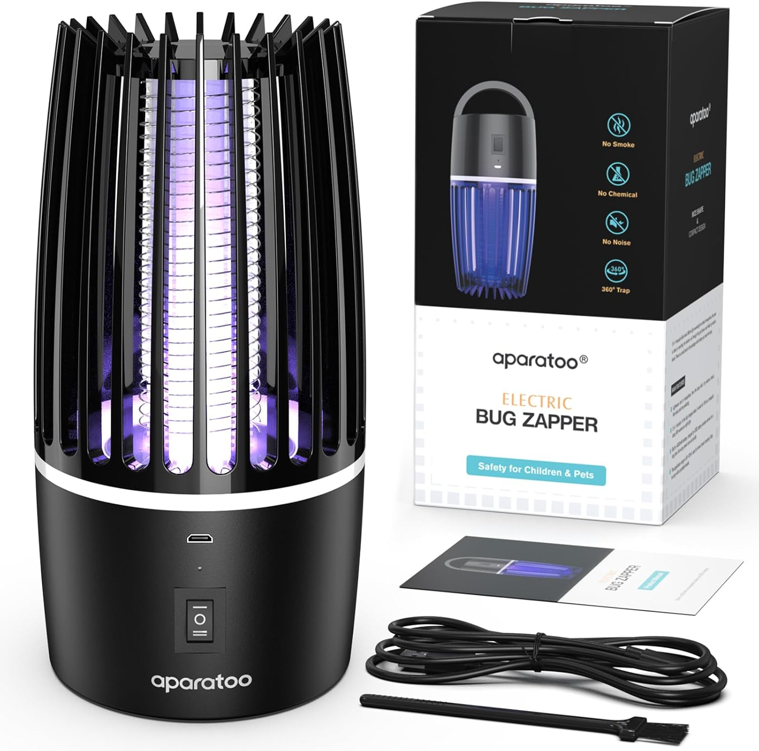 Fly Killer, Mosquito Killer Lamp Electric Fly Zapper Fly Trap, USB Fruit Fly Killer UV Insect Killer Bug Zapper for Bedroom, Camping, Kitchen, Office, Safe Fly Catcher Outdoor Indoor for Home Use