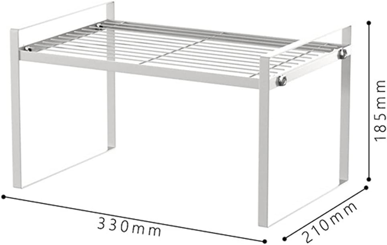 Kitchen Cabinet Organiser, Shelf Insert with Non-Slip Mat, Kitchen Cabinet Insert, for Kitchen/Bathroom/Tabletop/Sideboard (White)