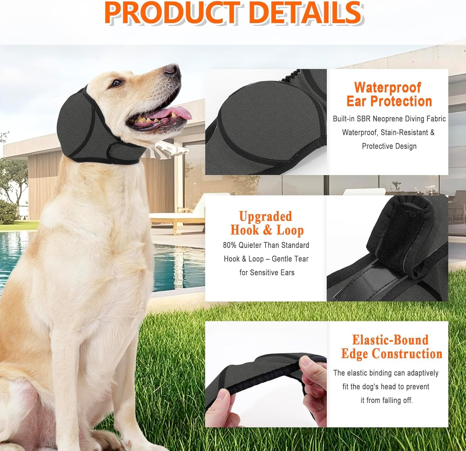 2 Pcs Dog Calming Hood, Waterproof Anxiety Relief Ear Cover, Thunder and Fireworks Protection Snood (Grey+Pink, M) image number 2