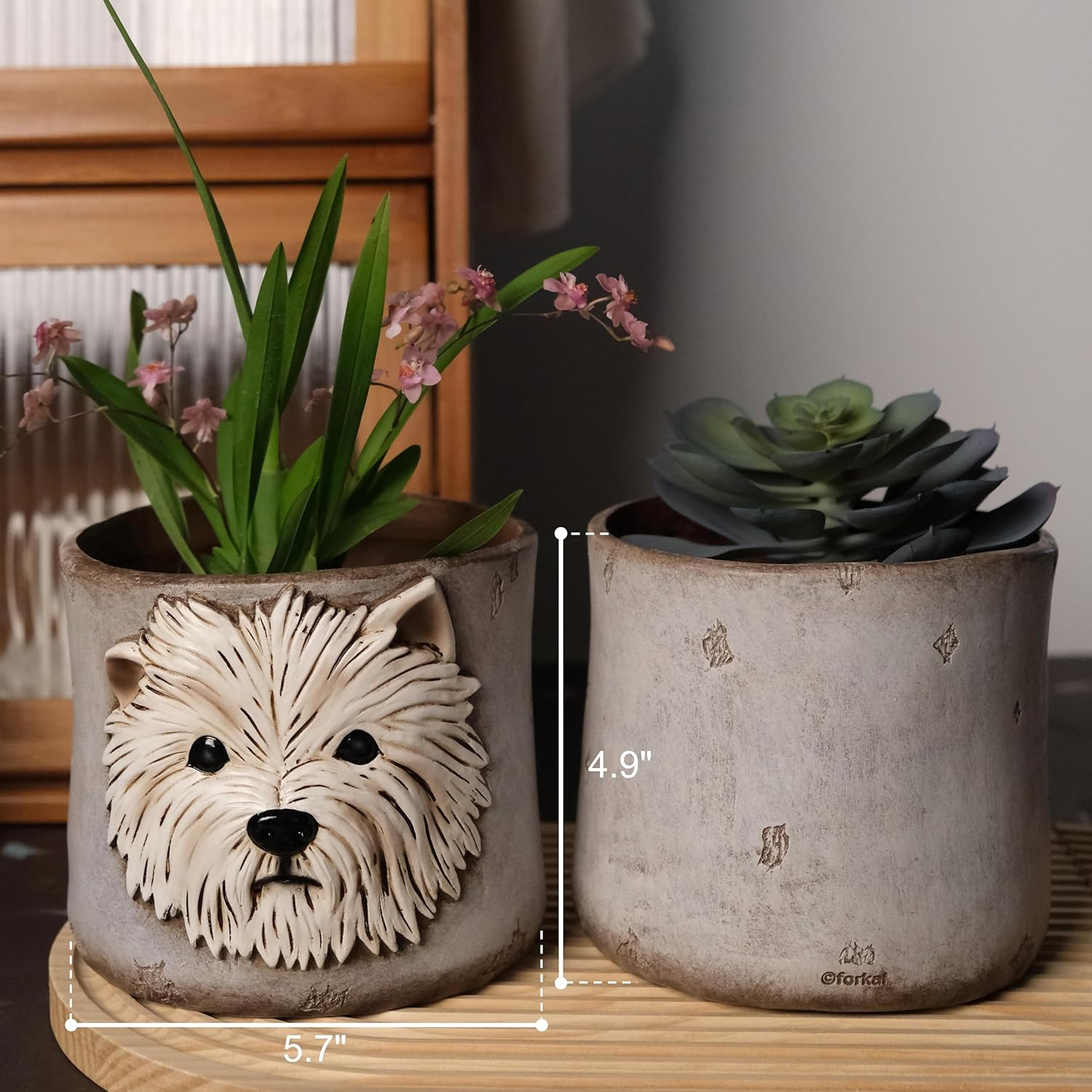 Westie Dog Planters for Indoor Plants, 6 Inch Resin Dog Face Plant Pots for Garden Decor, Succulent Pots with Drainage Hole, Ideal Present for Plant Lovers image number 1
