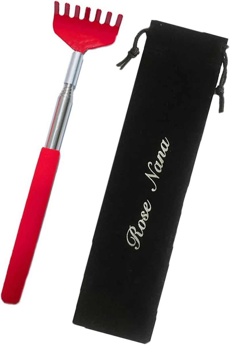 Back Scratcher, Portable Extendable Stainless Steel Telescoping Back Massager for Adults Men Women Itch Relief with Rubber Handle (Red) image number 4