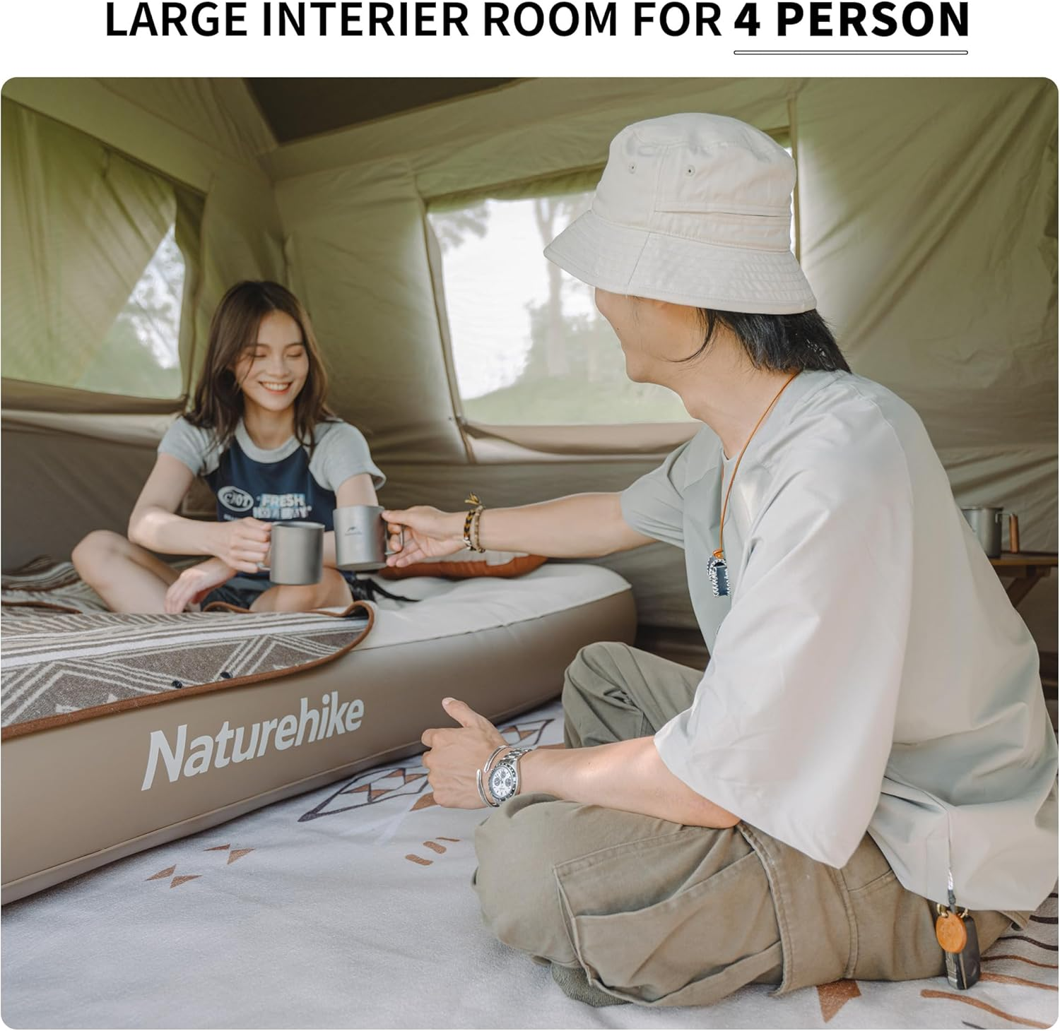 Naturehike Village Series Tent, Instant Pop up Family Tent, Upgraded Spacious Portable One-Piece Bracket Tent for 4-8Pinstant Easy Set up Camping Tent