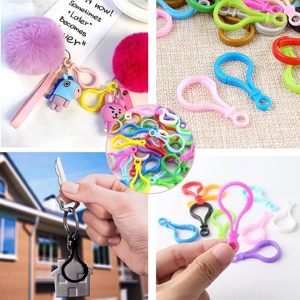 Lobster Clasps 100Pcs, Multicolour Plastic Lobster Claw Clasps for Keychain Supplies, Backpack Clips, DIY Handmade and Crafts image number 3