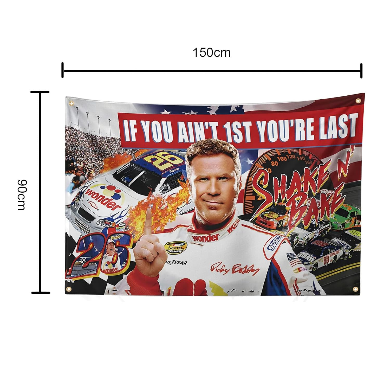 JUXIVIUM If You Ain'T 1St First You'Re Last Tapestry 3X5Ft with 4 Brass Grommets Ricky Bobby Flag for Indoor,Bedroom Vivid Color Double-Stitched Edges image number 3